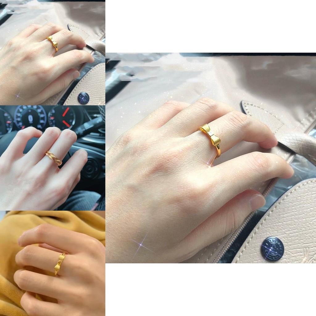 Изящное кольцо-бантик с покрытием из латуни золотого цвета, красивый витой дизайн, регулируемый размер для дам