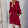 Spring Women's Solid Colour Swing Casual Dress Long Dresses