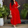 D3285 Women's 2024 Autumn Solid Color Fashion Dress - Plus Size Available