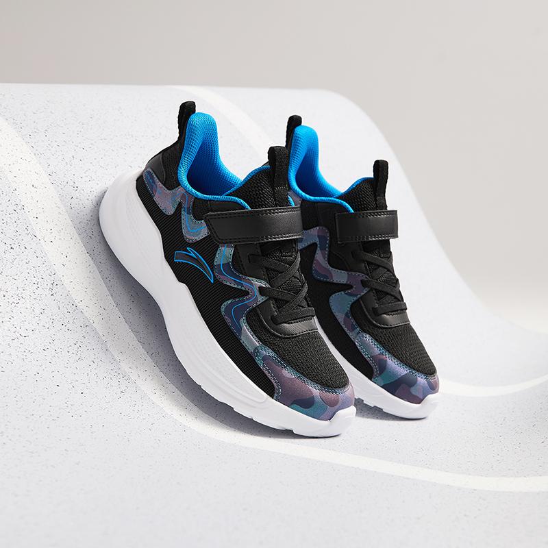 Anta Kids Synthetic Leather Comfortable Simple Non-Slip Wear-Resistant Low-Top Running Shoes Men Sneaker Black Harmony-Blue A12445555-3