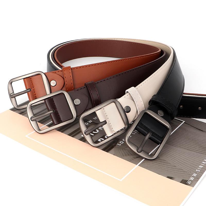 Summer City Style Pu Leather Belt For Women Men Casual Fashion Waistband With Geometric Design