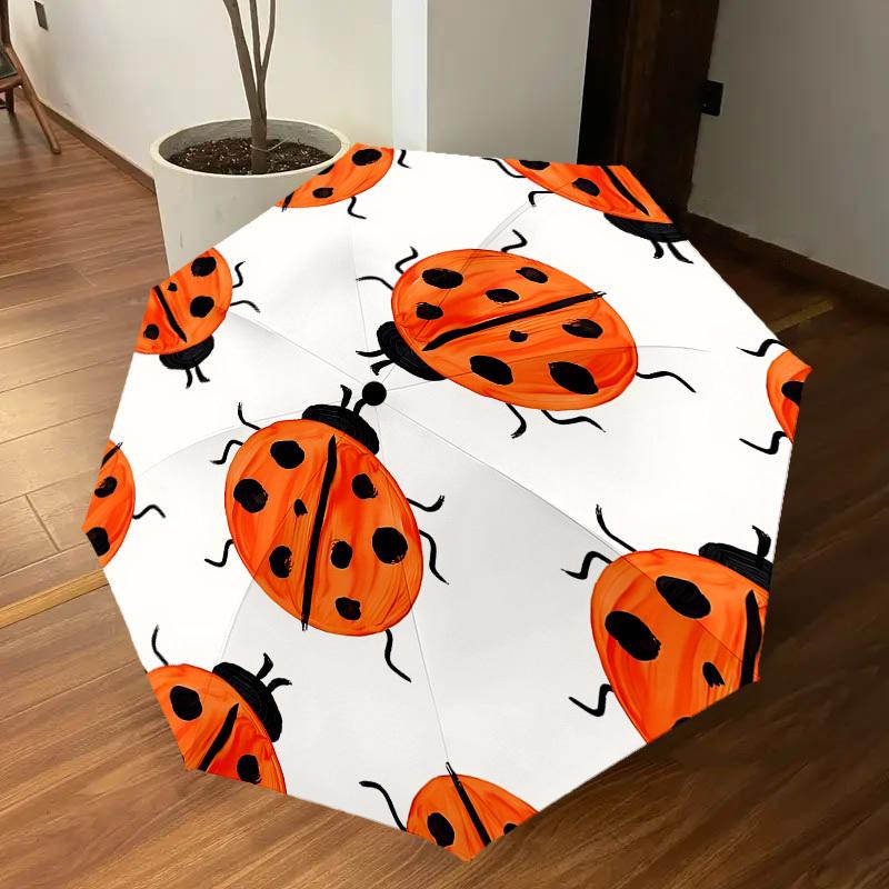 1PC ladybug Umbrella-8-Rib Reinforced, Automatic Open, Lightweight & Durable, Cute Fashion Accessory for Outdoor, Beach, or Casual Use, Beach Umbrella