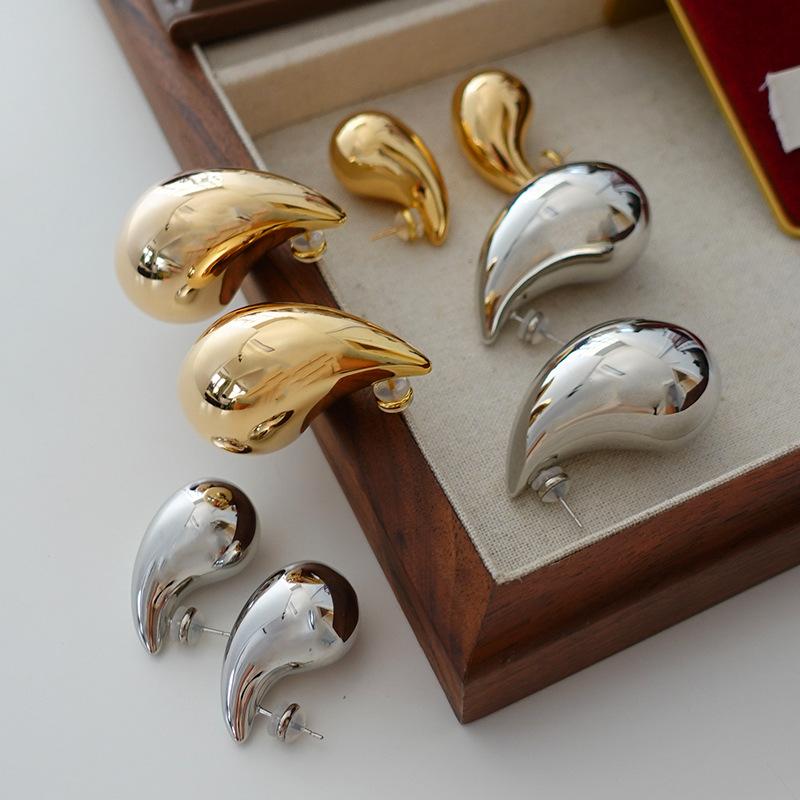 Металлические серьги-гвоздики в форме капли воды, Стиль, Модная индивидуальность, Преувеличенные серьги, Холодная атмосфера, Серьги Advanced Sense