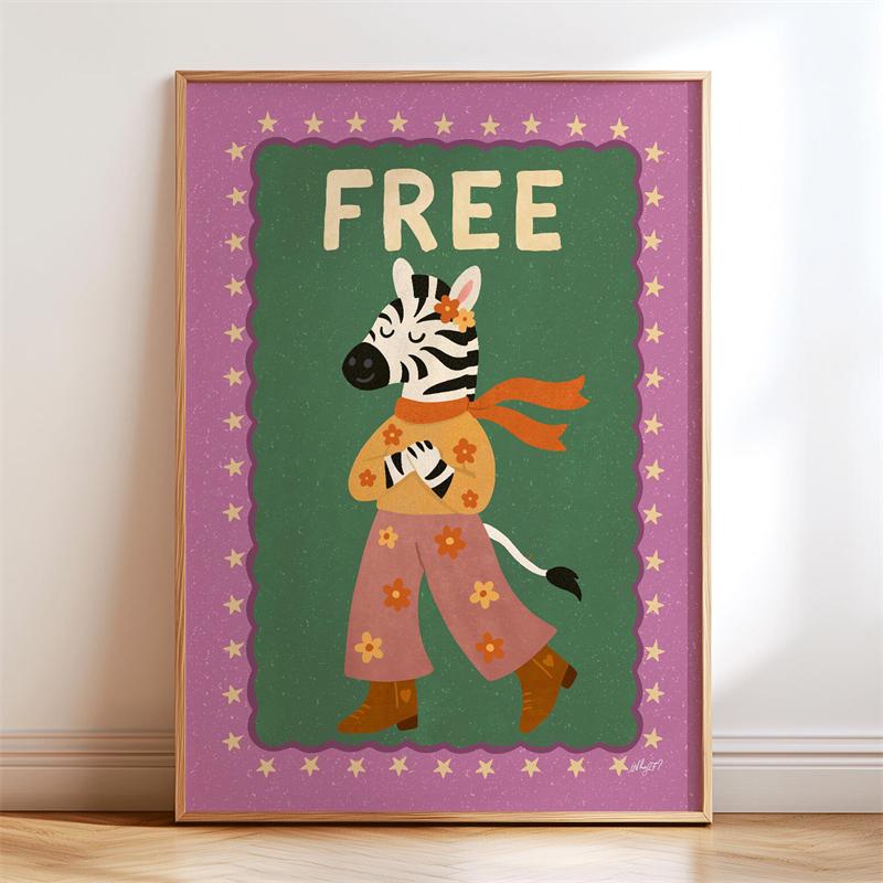 Bohemia Motivates Children's Nursery Canvas Posters Cute Animal Illustrations Wall Art Printed Pictures for Bedroom Home Decor