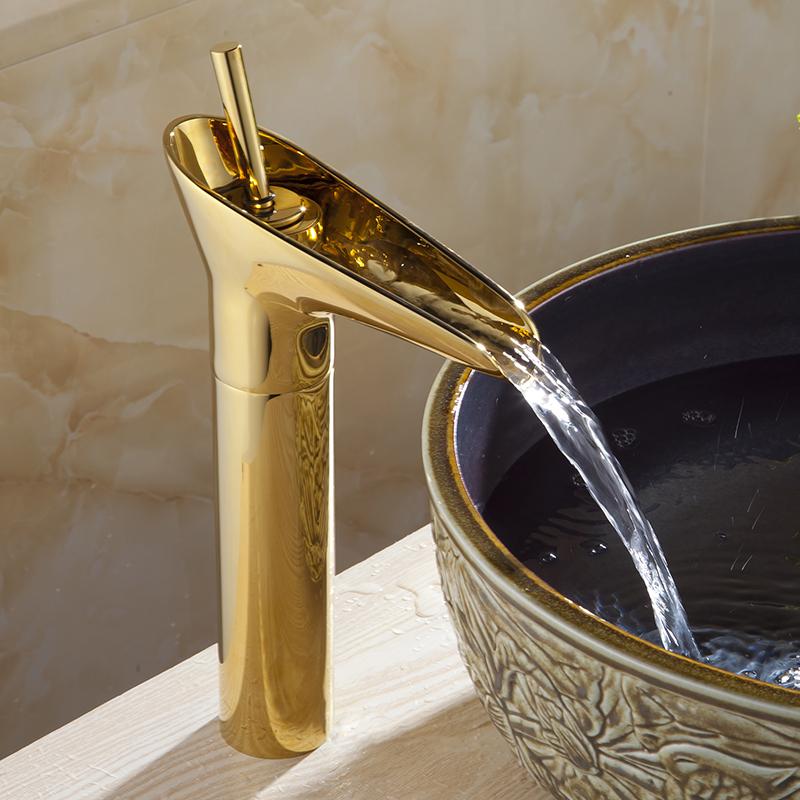 Basin Faucets Waterfall Bathroom Antique Faucet Single Handle Torneiras Para Banheiro Mixer Tap Deck Mounted Water Tap AL-9207K