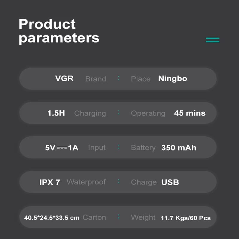 VGR Электробритва Плавающая Двойное лезвие Перезаряжаемая Сетевая Двойного использования Моющаяся Дорожная Портативная Универсальное напряжение Мужская Бритва для висков