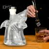 Shark Glass Wine Decanter Liquor Bottle with Airtight Stopper 300ml Whiskey Vodka Beer Container Home Bar Decor Gift for Whiskey Lovers