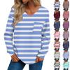 Women's Fashion Casual Long Sleeve Printed V- Neck Sweater Top