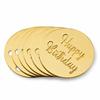 Cake Topper Cards, 10 Gold Round 5 x 5 cm Happy Birthday Plaques for Cupcakes, Mini Cakes, Desserts and Party Decor