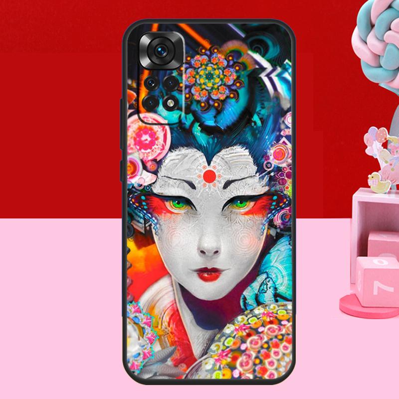 Японский чехол с гейшей для Xiaomi Redmi Note 14 13 12 11 10 15 Pro Plus Redmi 15 C 13C 10C 12C 14C Мягкий чехол
