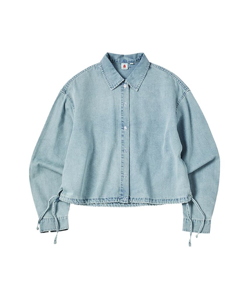 COMONINOZ W Denim Crop Blouse [Sky Blue]