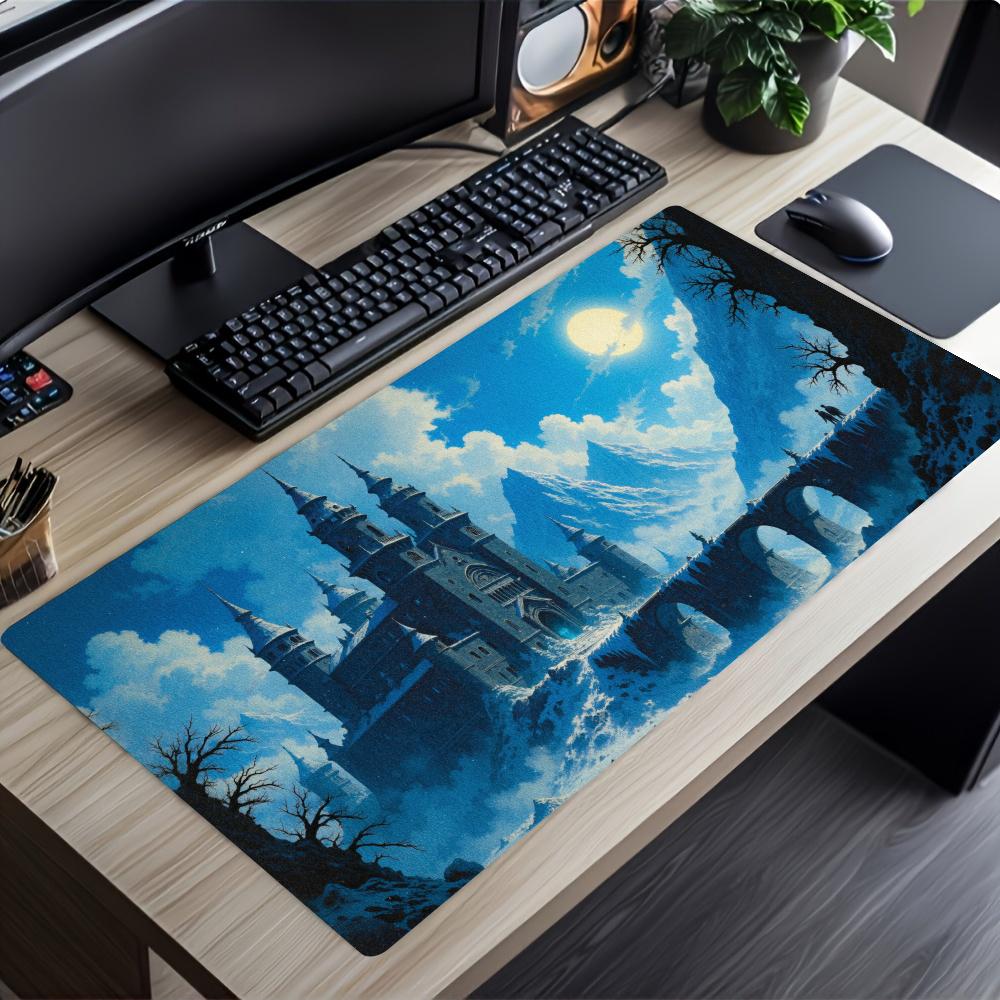 Winter Snow Mountain Castle Mousepad Pc Gaming Mouse Pads Laptop Desk Mats Office Decor Mouse Carpet Big Rug Keyboard Long Pad