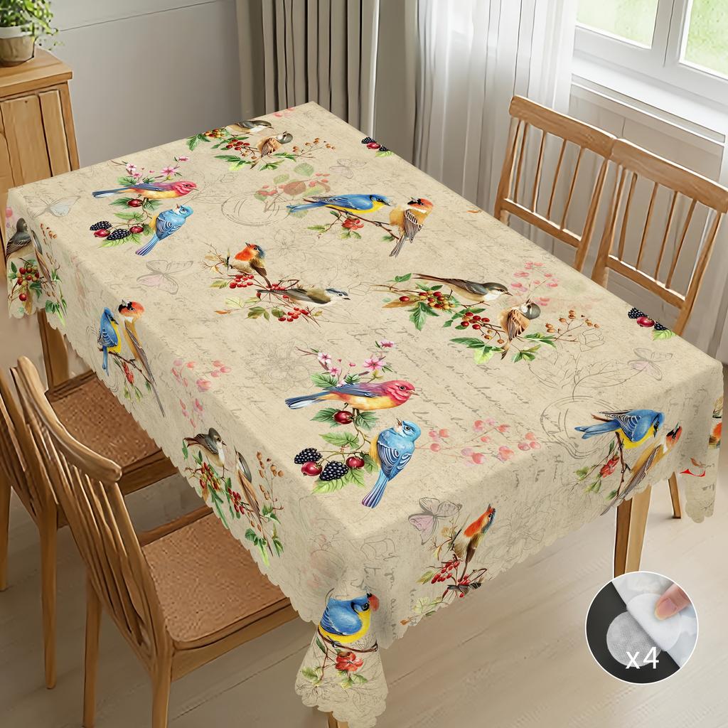 1pc Spring Vintage Floral Round Tablecloth, Suitable for Holiday Party Tablecloth, Outdoor Decoration, Large Size, Kitchen Accessory, Elegant Animal P