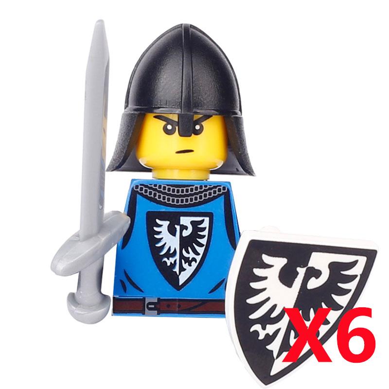 MOC Medieval Knight Castle Figures Building Blocks Weapon Wolf Swordsmen Guard Bow Arrow Shield Flags Warhorse Toys Gifts S002