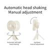 New Portable Camping Fan USB Rechargeable Electric Fan Automatic Head Shaking Folding Ceiling LED Light Tripod Stand Desktop
