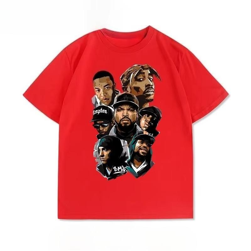 Рэп Западного побережья Эминем 2PAC Dog Brother Rock Хип-Хоп Хлопковая футболка с коротким рукавом Мужская и женская Повседневный хлопковый топ