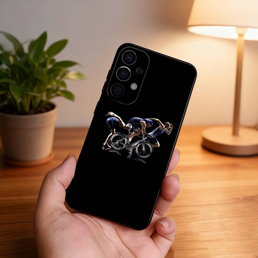 Чехол для телефона Триатлон Плавание Велосипед Бег Для Samsung S25,S24,S21,S22,S23,S30,Ultra,S20,Plus,Fe,Lite,5G Черный Чехол