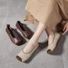 Genuine Leather Women's Shoes Retro and Artistic Square Toe Shallow Women's Single Shoes for Spring and Summer