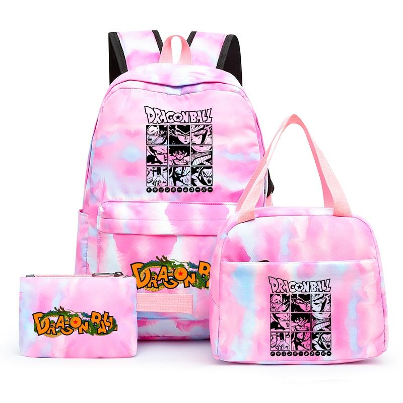 3Pcs/set Anime Dragon Ball Backpack for Girls Boys Back To Schoolbag with Lunch Bag Student Bookbag Men Women Travel Bag Mochila