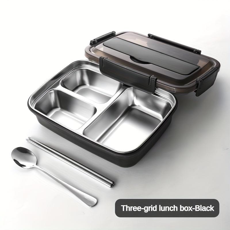 Leak-Proof Stainless Steel Lunch Box With 3 Compartments - Durable, Easy-Clean Bento Container For Students & Office Workers