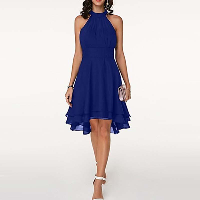 Women Chiffon Wedding Dress Bridesmaid High Low Evening Party Formal Dress