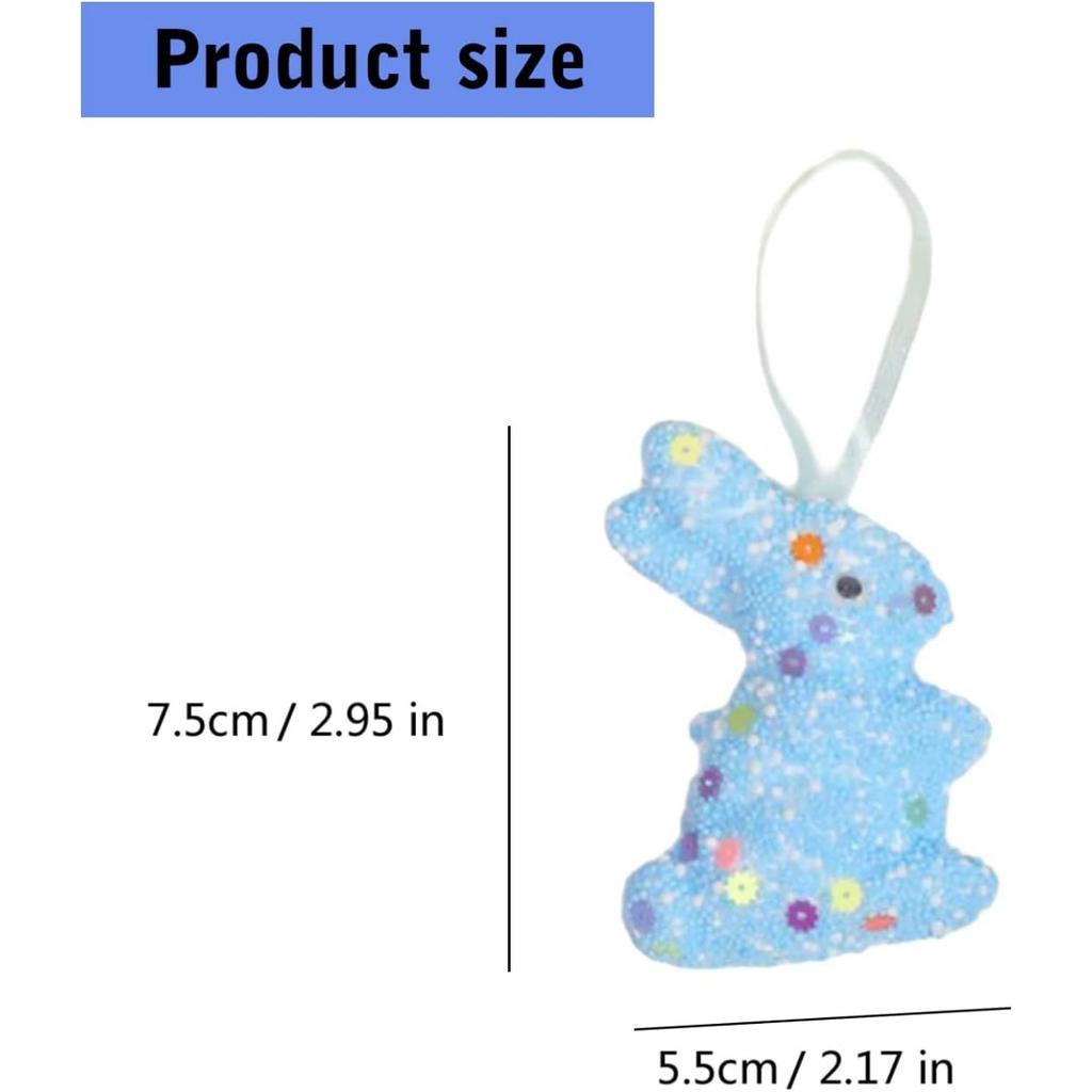 6 шт. пасхальных пенопластовых кроликов, подвесных украшений с мерцающими блестками, сезонные украшения