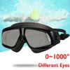 -1.5 To -10.0 Myopia Swim Eyewear Silicone Large Frame Anti Fog Swimming Goggles Custom Different Degree For Left Right Eyes