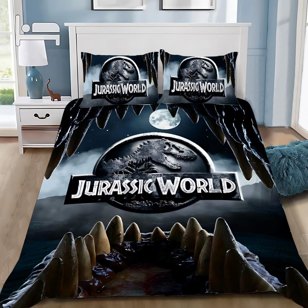 Hot J-Jurassic Dinosaur Park World Duvet Cover Pillowcase Dinosaur Bedding Set Adult Boy Girl Bedroom Decoration Single Double