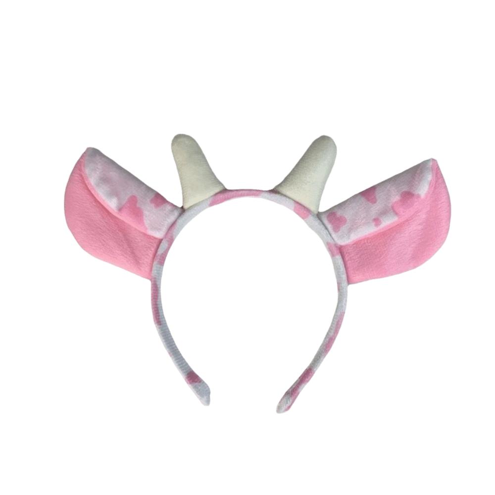 Hair-Pressing Animal Ears Hair Hoop Non-Slip Dairy Cow Hairband Funny Cow Horn Headband Photo Prop