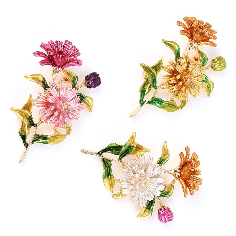 1 шт., эмалированная булавка с цветком ромашки, женские броши, букет, броши для одежды, ювелирные изделия