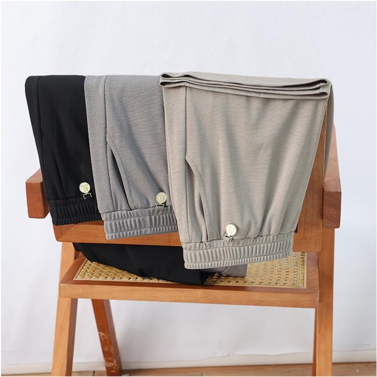 Mom's Summer Pants Grandma's Thin Cropped Pants Women's Pants High Waist Straight Leg Loose Grandma Pants