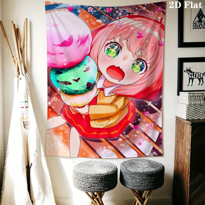 Chibi Ice Cream Delight Tapestry Wallmounted Fashion Print Home Decor Soft Background Wall Hanging Cloth