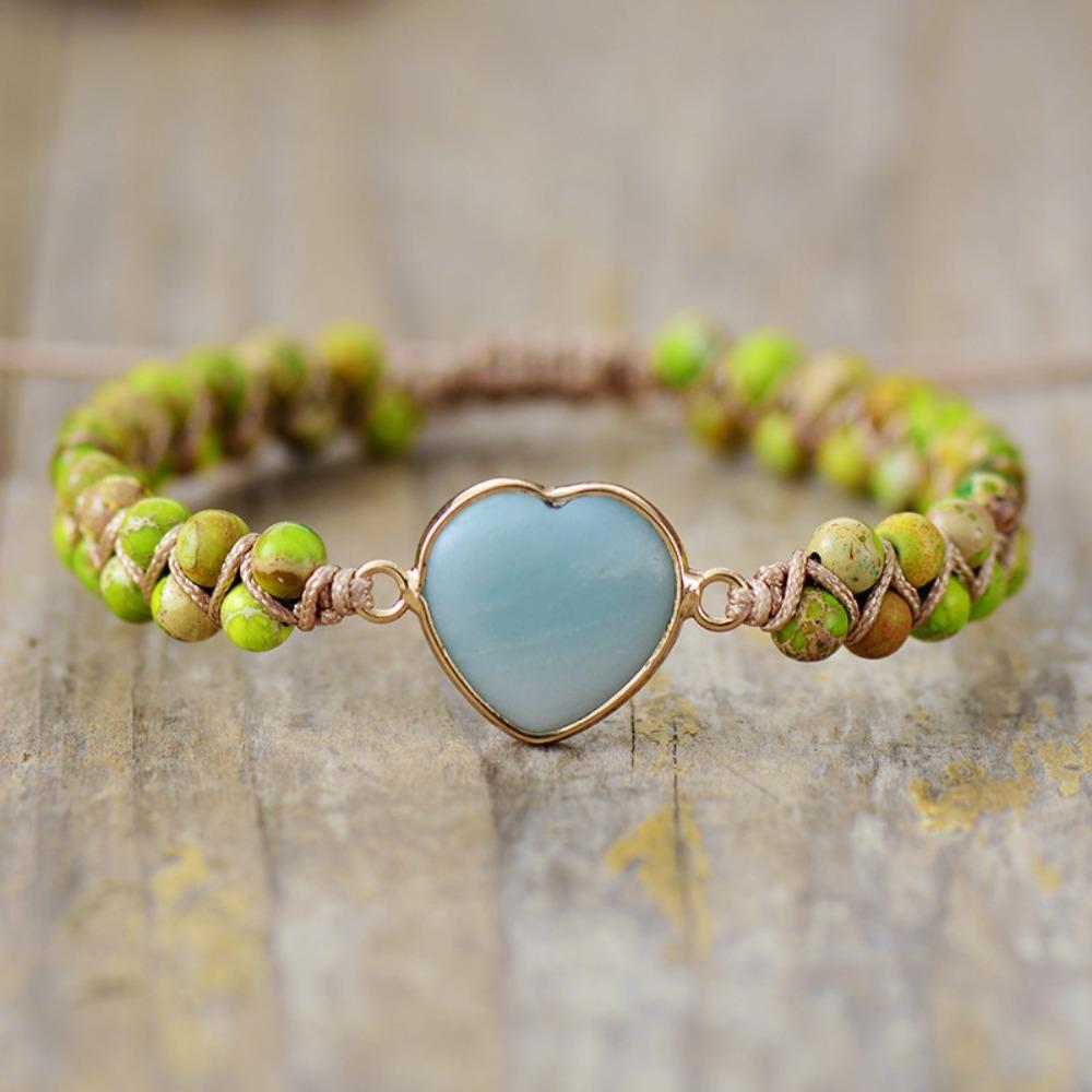 Colorful Stone Bohemian Braided Bracelets Retro Heart Bead Bangle Beads Weave Bracelets  Girls