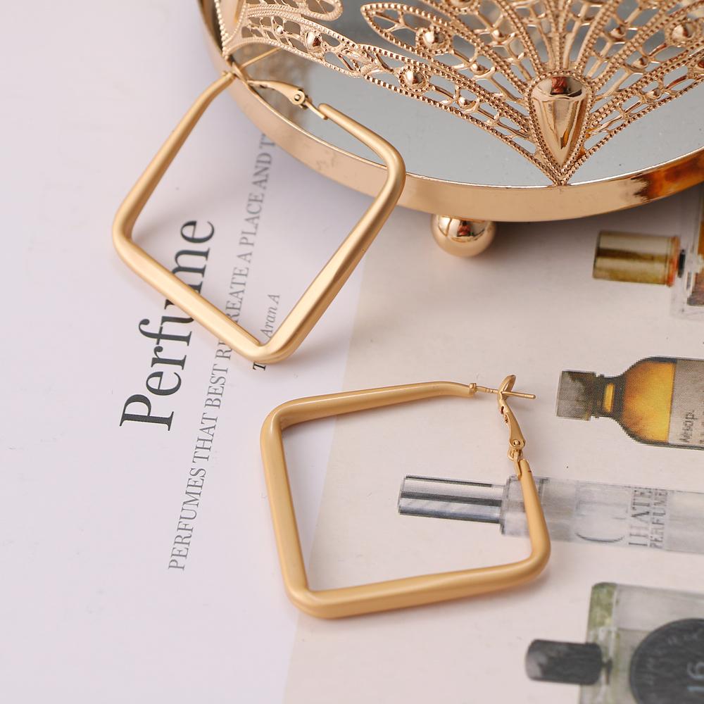 Ретро темпераментные металлические преувеличенные квадратные серьги-кольца, геометрические серьги, геометрические нежные серьги, простые серьги