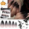 Women's Halloween Black Gradient Short Wearable Nail Tips(Glue 2ml)