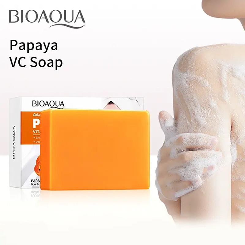 Bioaoua Папайя Витамин С Отбеливающее Мыло для Лица Увлажняющее Против Акне Глубокая Очистка Пена для Умывания Тела Лица Твердое Средство для Очищения Лица