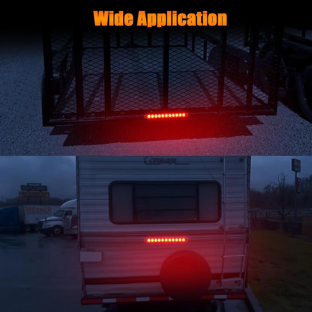 15.5" Red LED Trailer Light Bar Clear Lens Stop Turn Tail Lights Red Park Third 3Rd Brake Light Truck Trailer Marker Identification Light Bar IP67