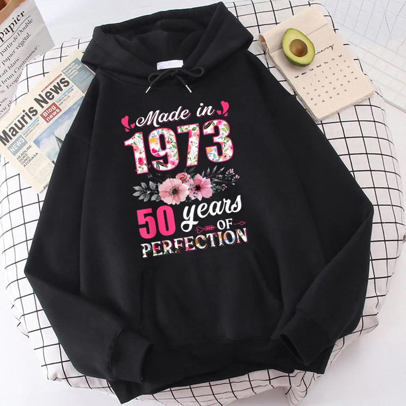 (Unisex Hoodie)Модный осенне-зимний свитер 1973 года с принтом «50 лет совершенства» унисекс и женский пуловер