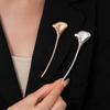 Vintage Long Leaf Pin French Style Metal Glossy Brooch Uniform Ginkgo Leaf Brooch  Banquet