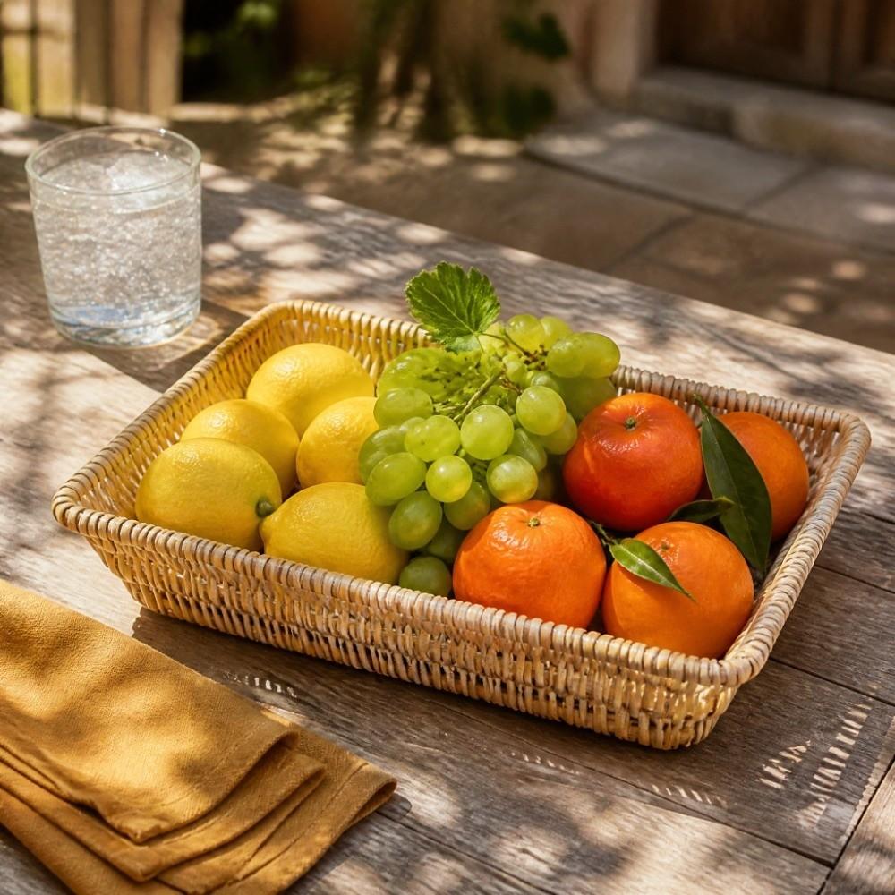 Rectangle Bread Serving Basket Wood Color Multifunctional Storage Basket For Candies and Biscuits