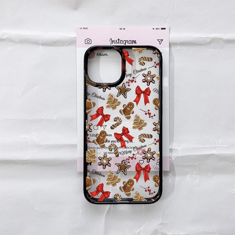 Милый розовый чехол с бантом для IPhone 16 17 15 14 13 12 11 Pro Max 13 12 7 8Plus мультяшный рождественский стиль прозрачный розовый чехол