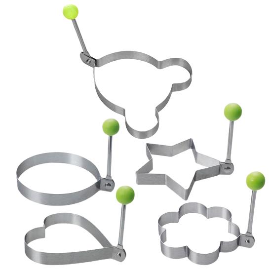 5Pcs Egg Mold Ring Easy To Clean Creative Round Heart Shapes Stainless Steel Frying Egg Mold for Home Kitchen