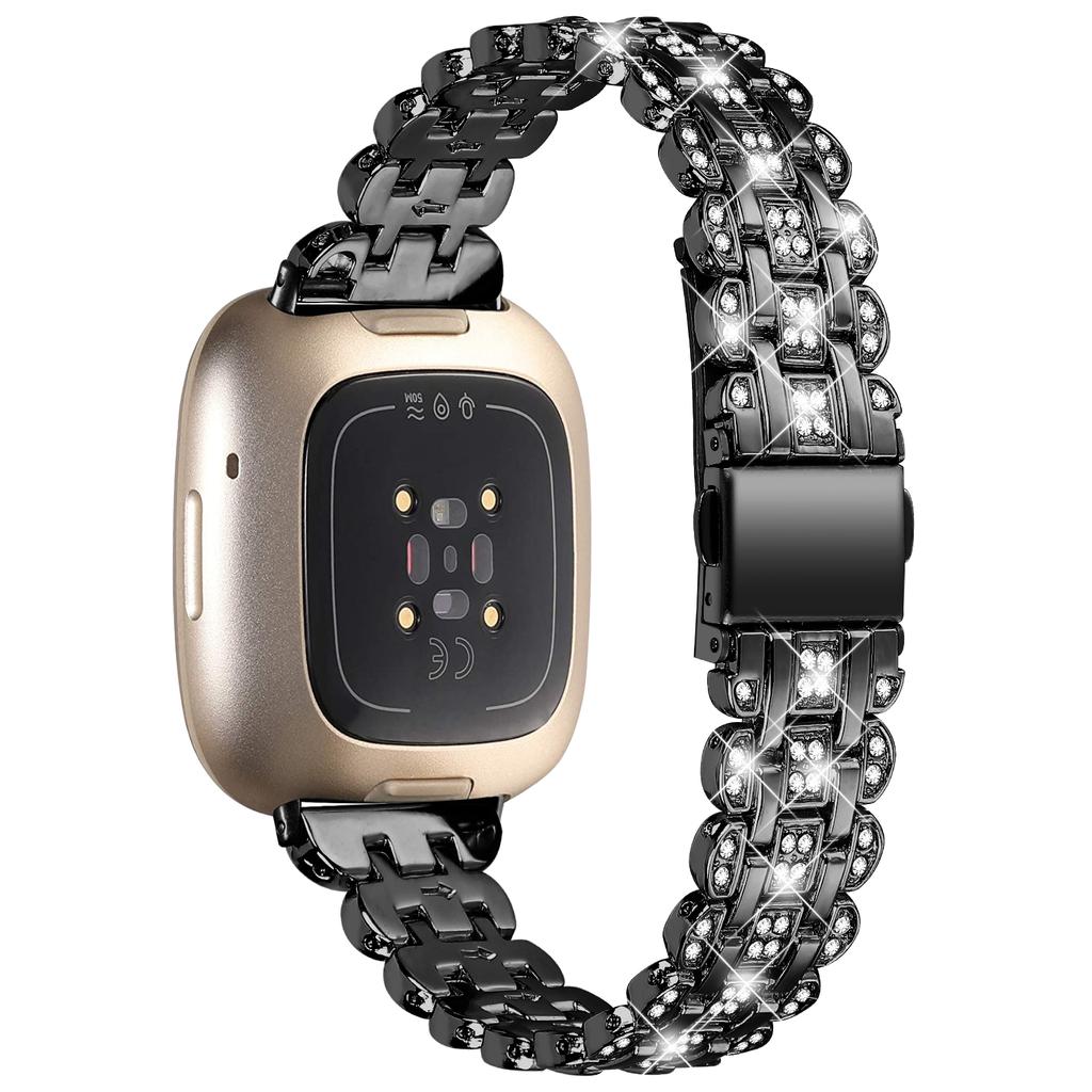 Металлический браслет для Fitbit Versa 4/Sense 2, украшенный стразами, блестящий сменный браслет