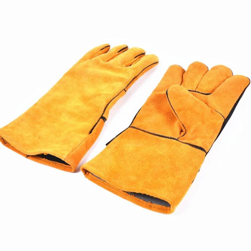 Cowhide Welding Gloves Double Layer Heat Resistant Anti Scald Wear Resistant Labor Protection Work Safety Gloves