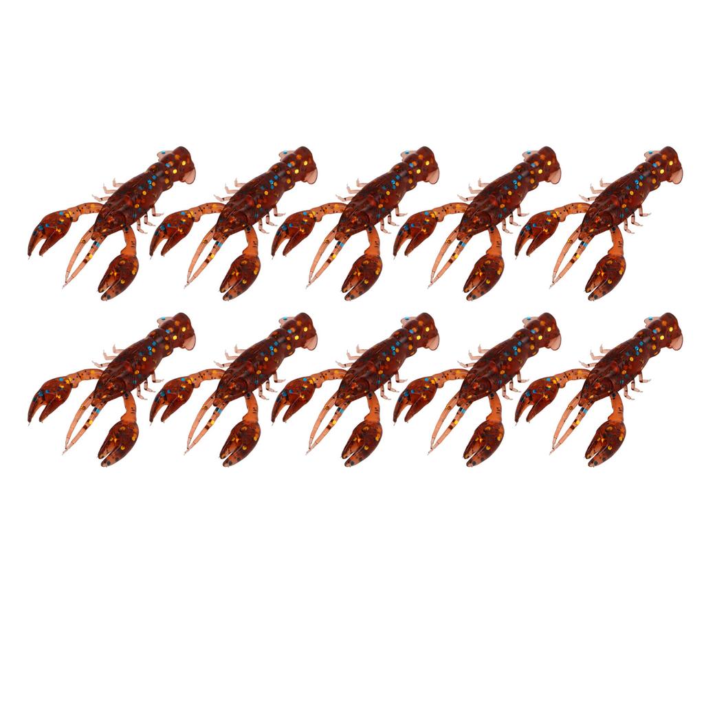 10pcs Soft Fishing Lure Crawdad Bait PVC Shrimp Artificial Soft Lure Baits for Bass FishingDark