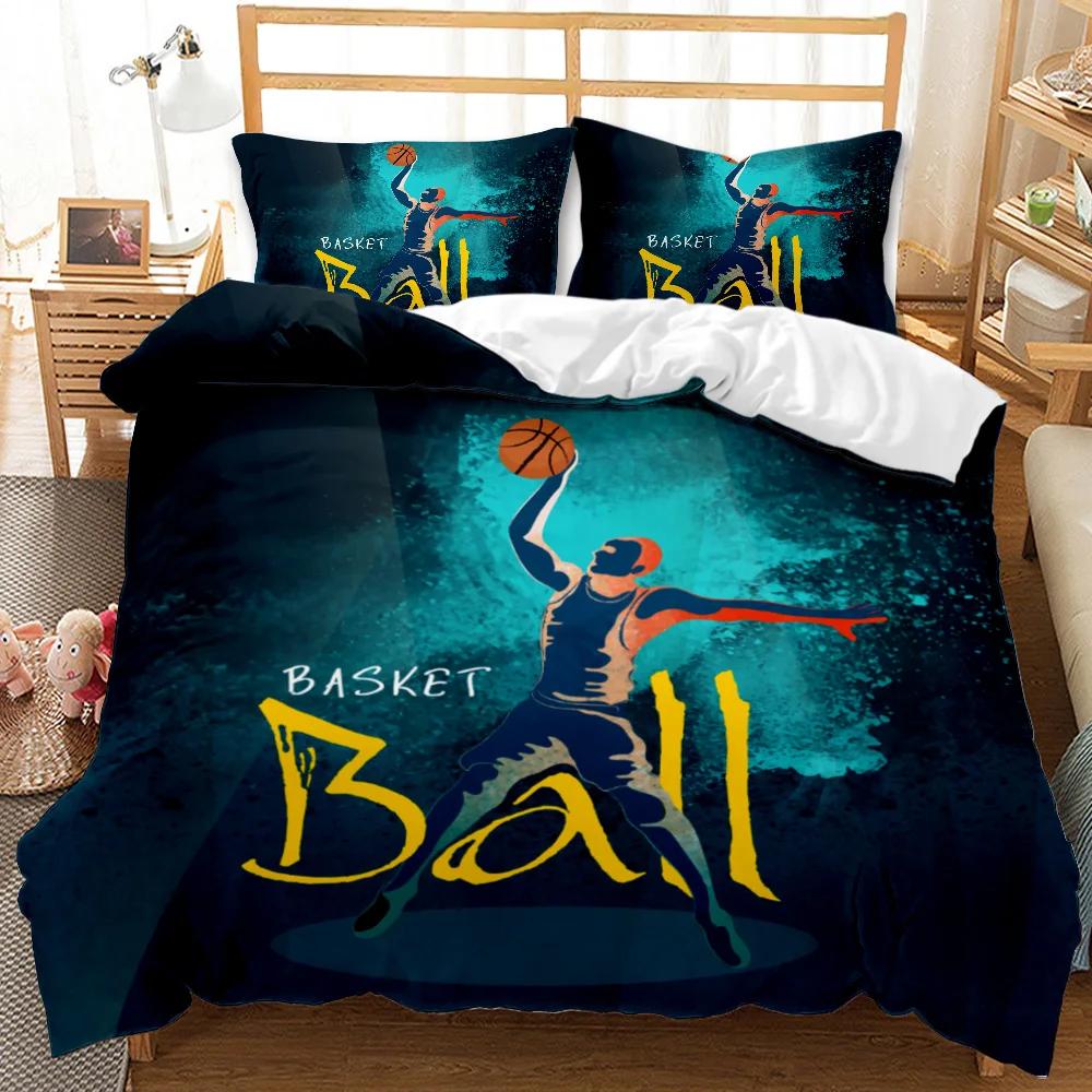 3Pc Fire Basketball Bedding Microfiber Queen/King Size Sports Comforter Set For Teen Boys,2 Pillowcase And 1 Polyester Cover