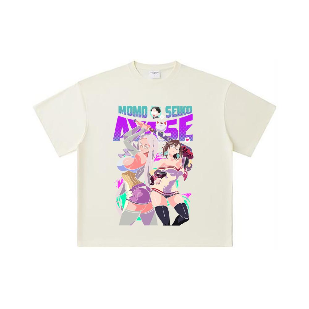 260 GSM Double Yarn 32 Count 100% Cotton Dandadan V22 Momo Seiko Print Unisex Heavy Cotton T Shirt