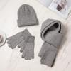 AISIYALAN Autumn Winter Knitted Hat, Scarf, Gloves 3-Piece Set
