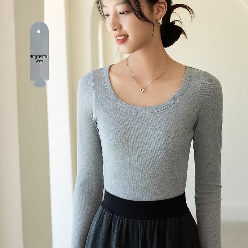 Женская корейская приталенная футболка с длинным рукавом LCsanyp со встроенным бюстгальтером
