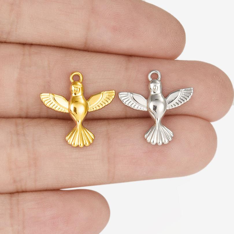 6pcs/Lot Animal Pendant Hummingbird Charms For Jewelry Making Earrings Necklace Stainless Steel Charm Cute Accessories Materials